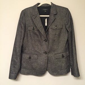 Talbots Black/White Charcoal Grey Blazer NWT